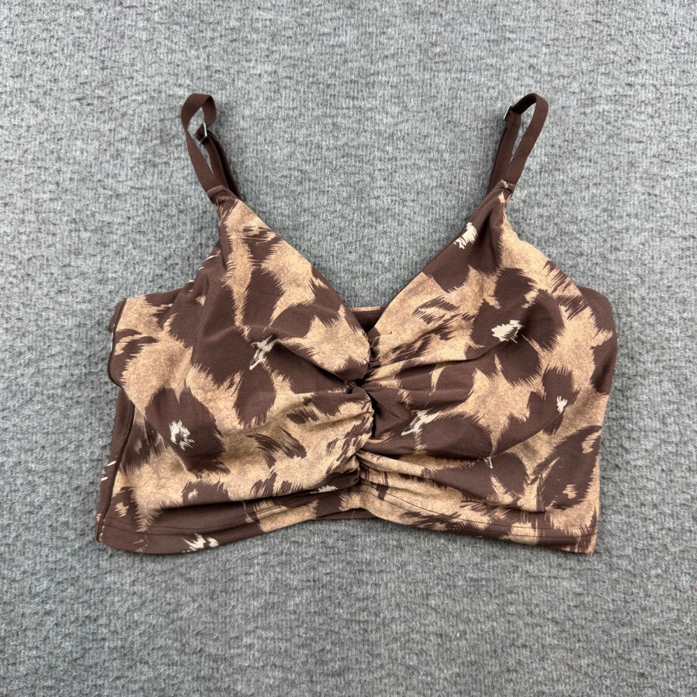 OFFLINE by Aerie Sports Bra Womens Medium Brown Real Me Recharge Ruched Bralette